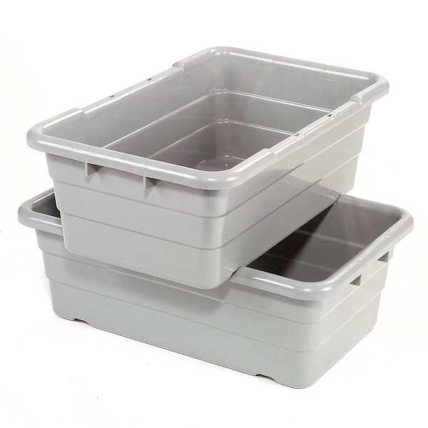 Global Industrial Cross Stack & Nest Storage Tote, 25-1/8 in L x 16 in W x 8-1/2 in H, Gray, Plastic 795007 - main